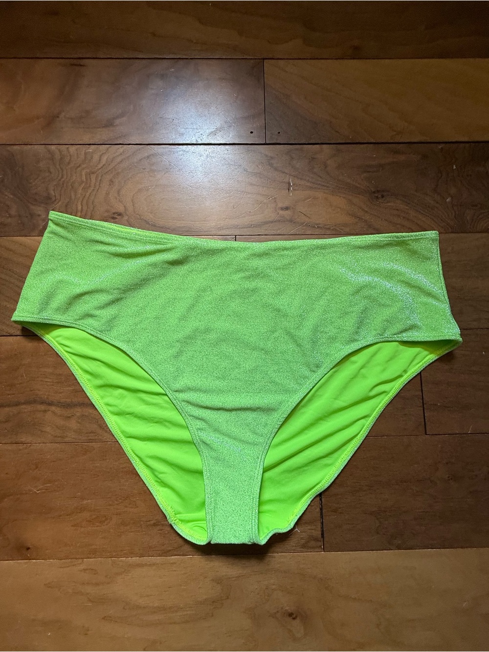 Good American Neon Lime High-Waist Bikini Bottoms
